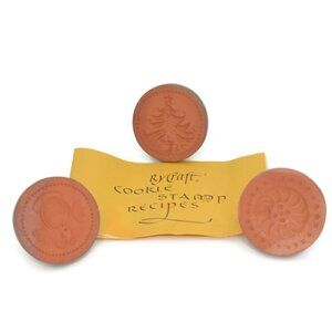 4 Vintage Rycraft  Cookie Stamps and Recipe Booklet Christmas Tree Angel